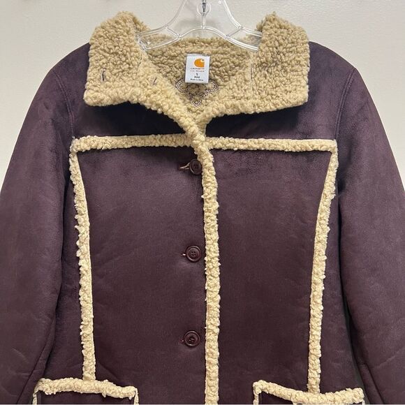 Carhartt Boulder Jacket Parka Suede Sherpa Size S - Picture 4 of 9